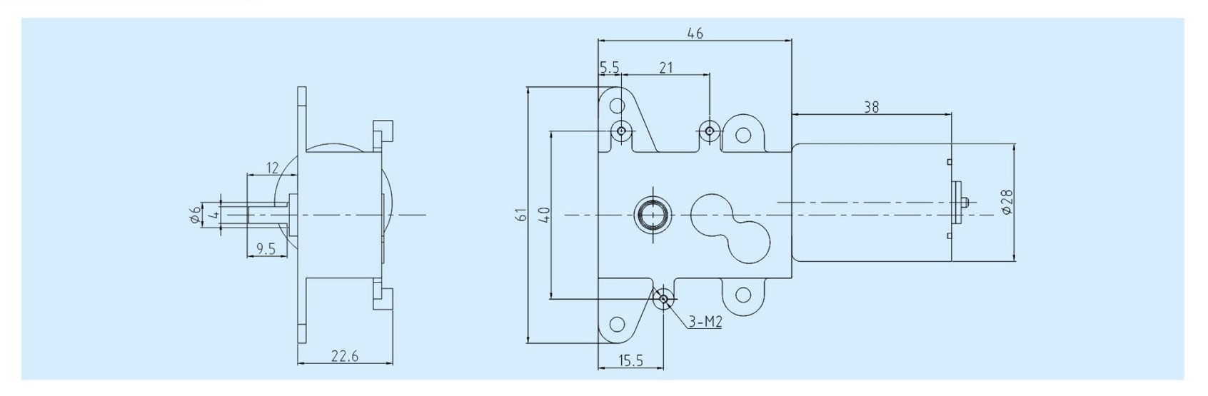 EC2838 motor outline